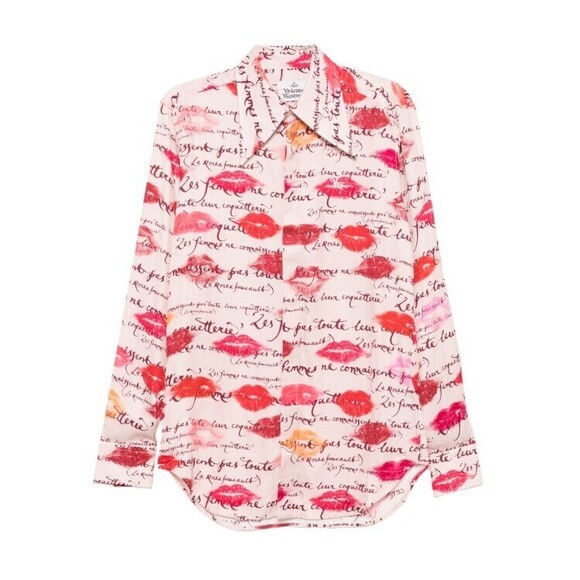 Vivienne Westwood Light Pink Lips Print Casual Shirt - NWT